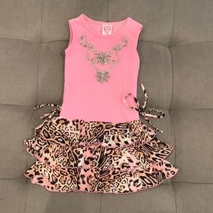 Lipstik Rhinestone/Leopard Dress Size 2T